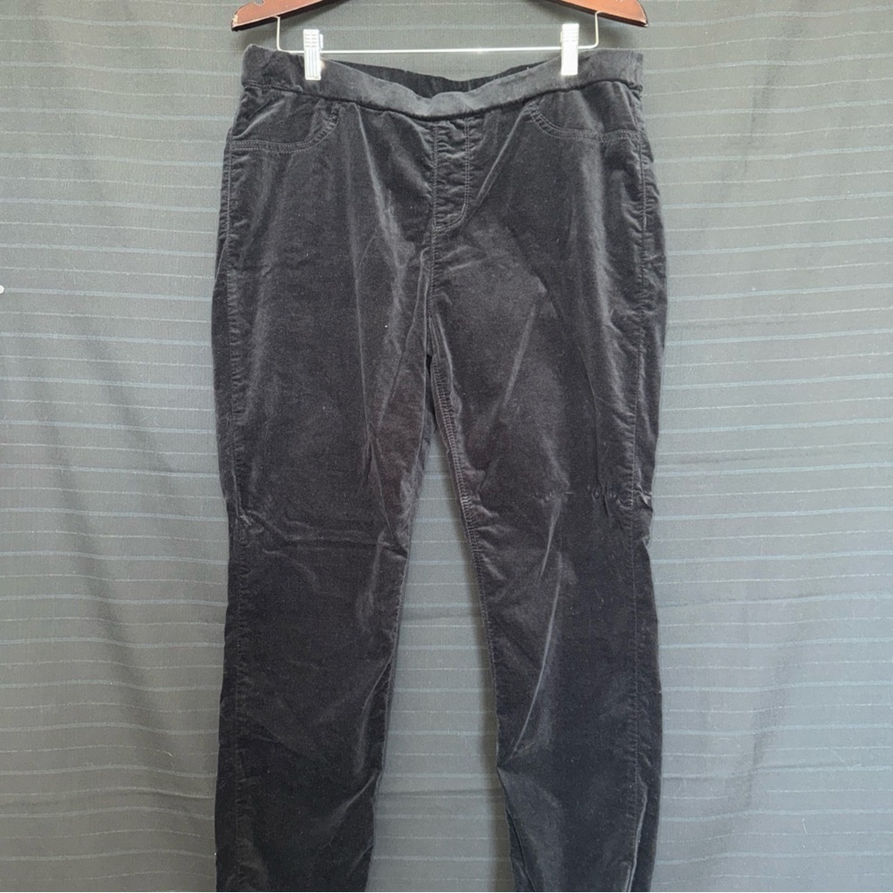 Skyes The Limit Pants Women L Black Velvet Stretch Pull On Casual Comfort